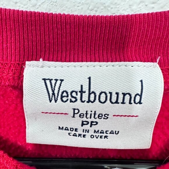 Vintage Holiday Winter Christmas Sweatshirt Embroidered Quilted Red Adorable PS - Picture 6 of 10